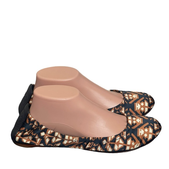 Tory Burch Tribal Aztec Brown Blue Ballet Flats Loafers Womens Size 9M - Picture 3 of 11
